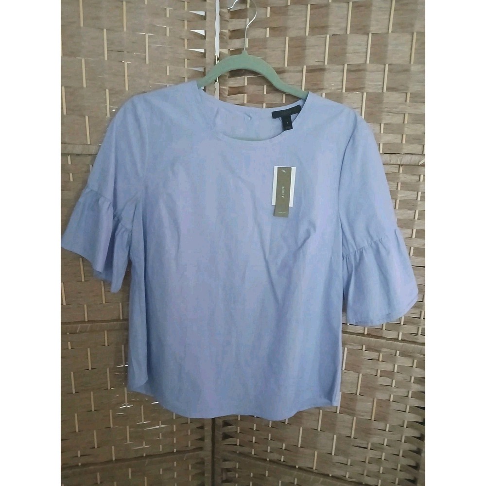 NWT J Crew Women's Button Back Bell Sleeve Blouse Periwinkle Blue Sz 8